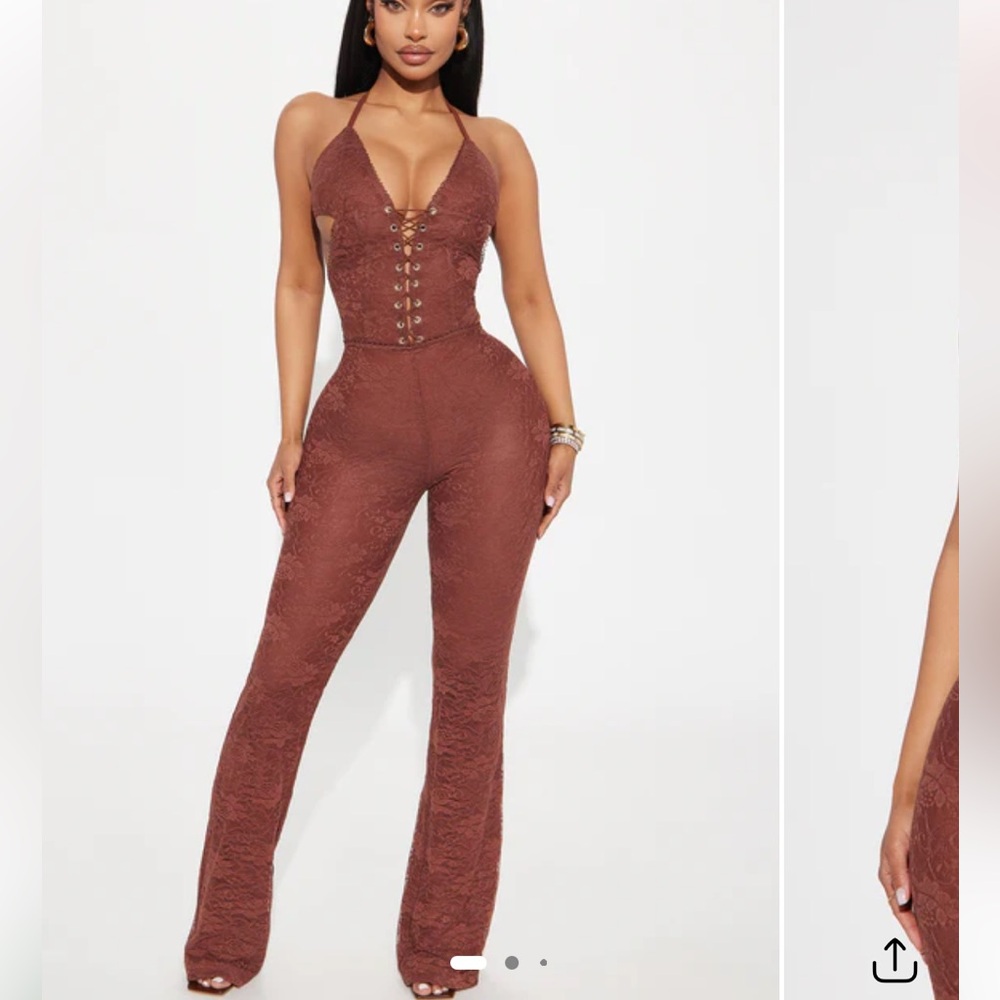Ring Me Around Lace Jumpsuit - Brown